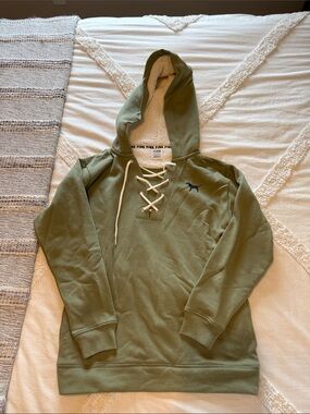 Olive Green Lace-Up Sherpa Hoodie - Victoria’s Secret PINK